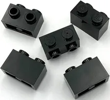 Lego 5 New Black Bricks Modified 1 x 2 with Studs on 1 Side Parts
