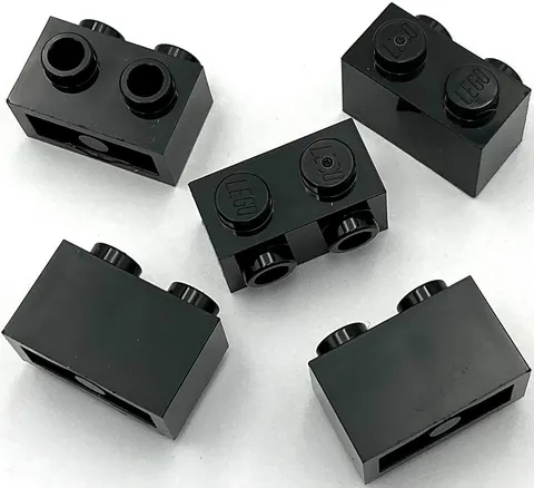 Lego 5 New Black Bricks Modified 1 x 2 with Studs on 1 Side Parts