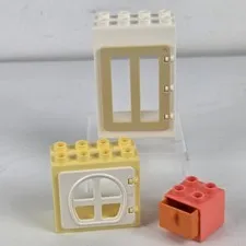 Lot of 3 Lego Duplo Window Door Drawer Yellow White
