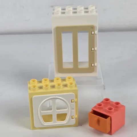Lot of 3 Lego Duplo Window Door Drawer Yellow White