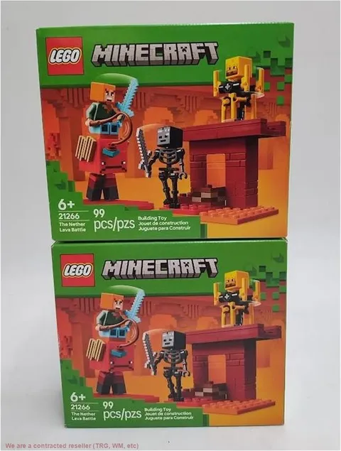 LOT OF 2 !! LEGO Minecraft The Nether Lava Battle Toy Figures 21266