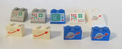 Vintage Authentic LEGO Classic Space Ship Control Panel Logo Blocks Lot of 9