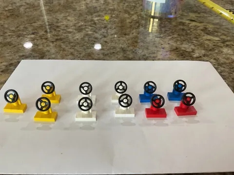 Lego Steering Wheels (5 Qty) Part 3829c01 Multi Colors 