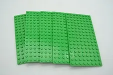 Lot of 5 LEGO Green 16 x 8 Base Plates 5" by 2 1/2"