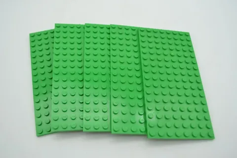 Lot of 5 LEGO Green 16 x 8 Base Plates 5" by 2 1/2"