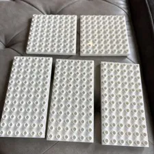Duplo 6x12 X 1/2 Thin Flat Lot Of 5 White Plate Baseplate Base 6x12 8x8