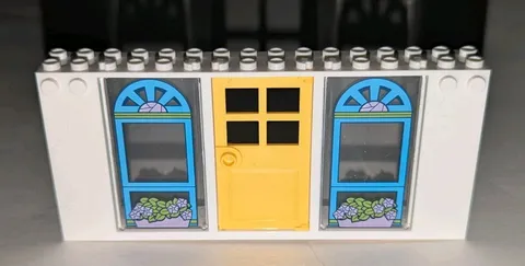 Lego White Door Window Frame 2x16x6 Part # 35103 Flower Floral Pane Glass 41398