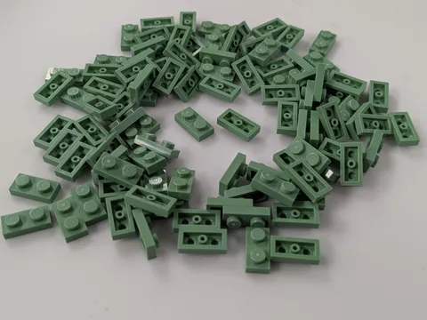 Lego 100x New Sand Green Plate 1 x 2 # 3023 Bulk Lot MOC