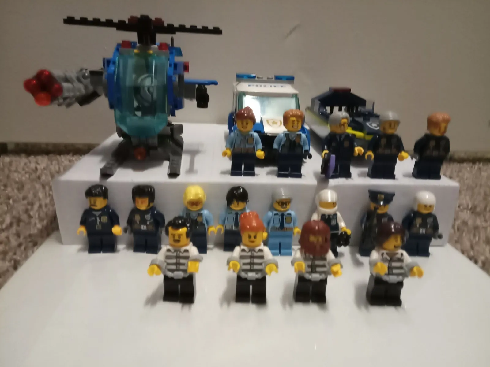 LEGO City Police & Prisoners Minifigure Lot & Police Car & Custom Chopper 