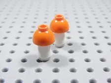 LEGO Lot of 2 White w/ Reddish Orange Mushroom Fungi Plant Minifig BU
