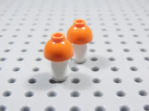 LEGO Lot of 2 White w/ Reddish Orange Mushroom Fungi Plant Minifig BU