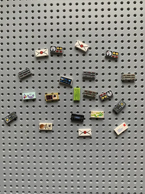 Lego Lot of 20 1x2 Tiles with printed pattern design combine shipping to save b