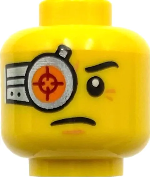 Lego New Yellow Minifigure Head Dual Sided Cyborg Eyepiece Eyebrow Part