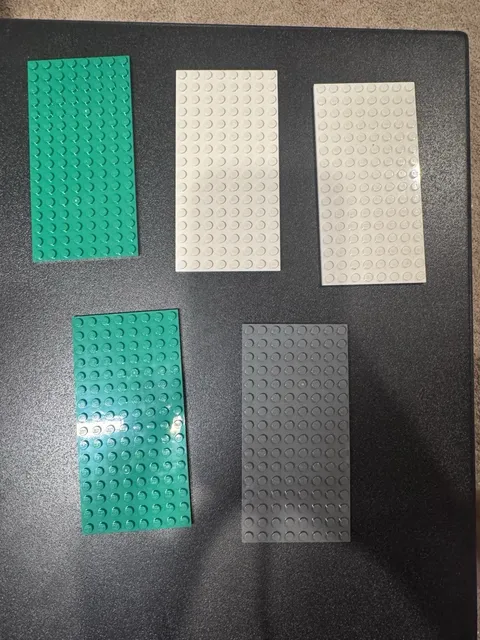Genuine LEGO 16x32 Baseplates Lot of 5 Green White Gray Base Plates