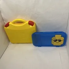 Lego Storage Containers - 1 Yellow Case + 1 Blue Case For Lego Figures