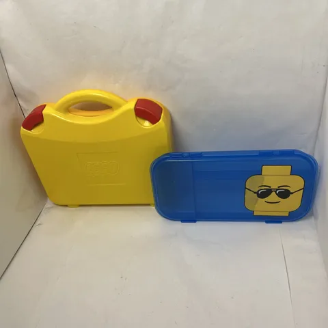 Lego Storage Containers - 1 Yellow Case + 1 Blue Case For Lego Figures