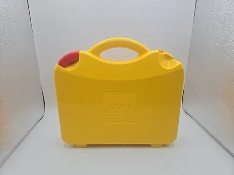 LEGO Yellow & Orange Storage Carrying Case Tote w/Red Clip, Adjustable Divider