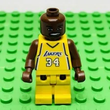 LEGO Minifigure NBA Basketball Shaquille O'Neal LA Lakers #34 Home Jersey • EX‼