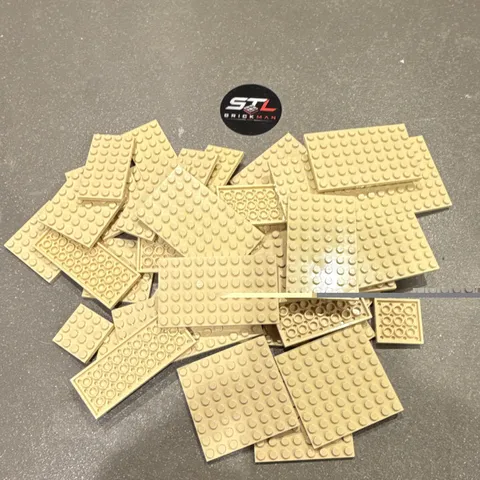 LEGO 21pcs Clean, Bulk, Beige/Light Tan Plates, Random Assortment