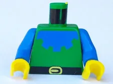 LEGO Green Torso Castle Forestman with Blue Collar, Black Belt, and Yellow Buckl