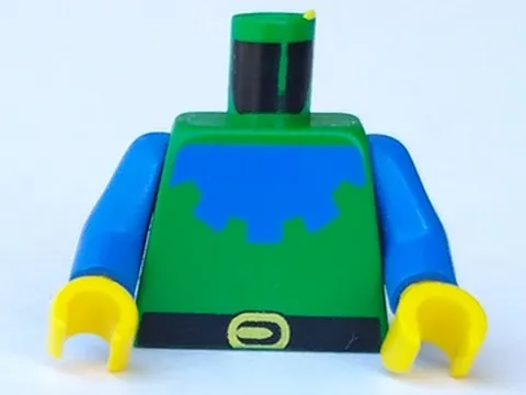 LEGO Green Torso Castle Forestman with Blue Collar, Black Belt, and Yellow Buckl