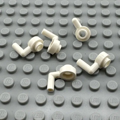 LEGO Plate Round - White - 1 x 1 Open Stud with Bar Arm Down - QTY x 5