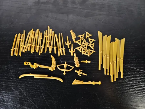 LEGO Ninjago Pearl Gold Weapons Lot Katanas Shurikens Sais Nunchucks Parts