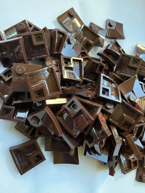 LEGO-NEW-#4190-DARK BROWN-ARCH 2 X 2 INVERTED CORNER W STUD-10 PIECES