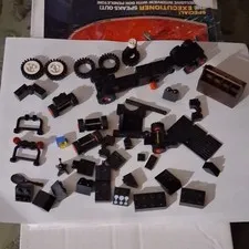 LEGO Bulk Lot Mixed Parts Wheels & Tires Bricks Plates Black Red White