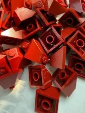LEGO- NEW-#3045-DARK RED-SLOPE 45  2 X 2 DOUBLE CONVEX-10 PIECES