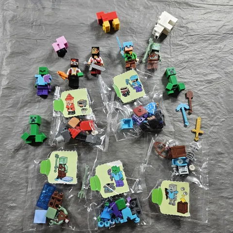 LEGO Minifigure Lot of 15 Minecraft Figures. Creepers Zombies Alex Sheep Steve!.