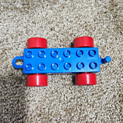 LEGO Blue Vehicle Chassis/Base with 4 Red Wheels, Plastic Vehicle Part
