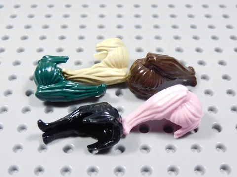LEGO Lot of 5 Female Girl Hair Minifig Long Ponytail Bangs Pink Tan Black BQ
