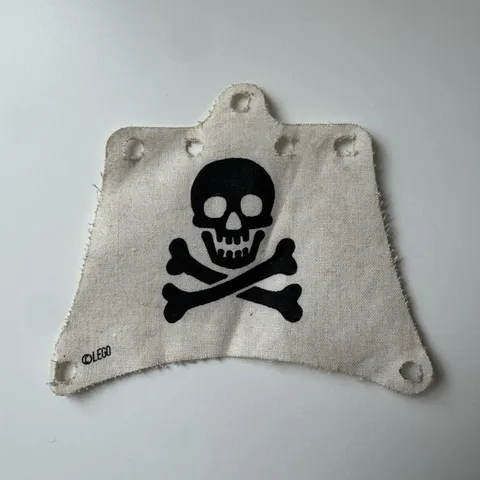 LEGO Pirates Cloth Flag Sail White Black Skull & Crossbones Print 1pc