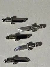 (5)Lego Part 44658a Chrome Silver Minifigure Weapon Knife (70794A) VTG