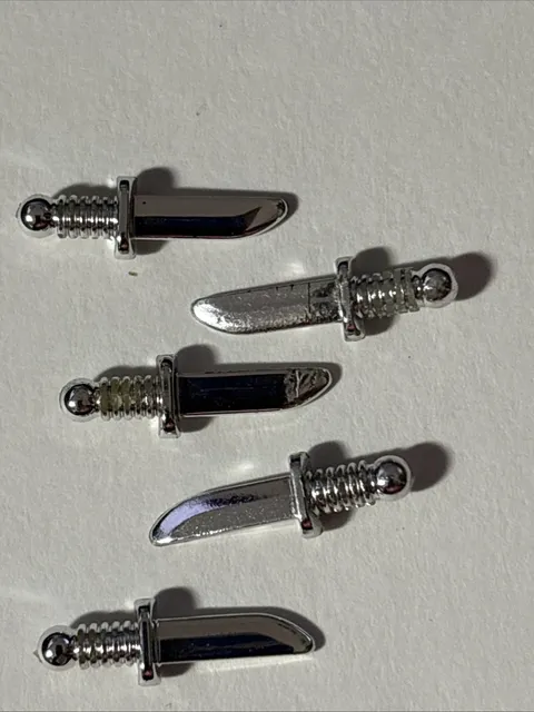 (5)Lego Part 44658a Chrome Silver Minifigure Weapon Knife (70794A) VTG