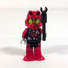 LEGO City Red Diver Minifigure w/ Red Helmet Flippers White Tank & Tool