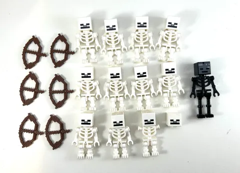 LEGO MINECRAFT Skeleton Minifigure Lot + Bows & Wither Skeleton min011 min025