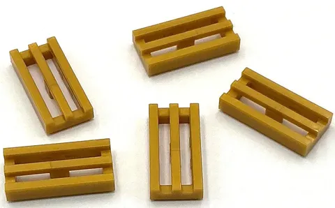 Lego 5 New Pearl Gold Tiles Modified 1 x 2 Grille with Bottom Groove Parts