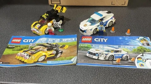 Lego City Rally Car Set 60113 & 60239 Police Car Complete W/ Instructions