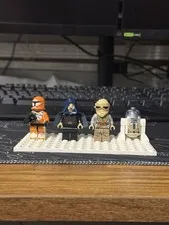 LEGO Star Wars Minifigure Lot – Orange Clone Trooper, Rey, R2-D2 & barriss offee