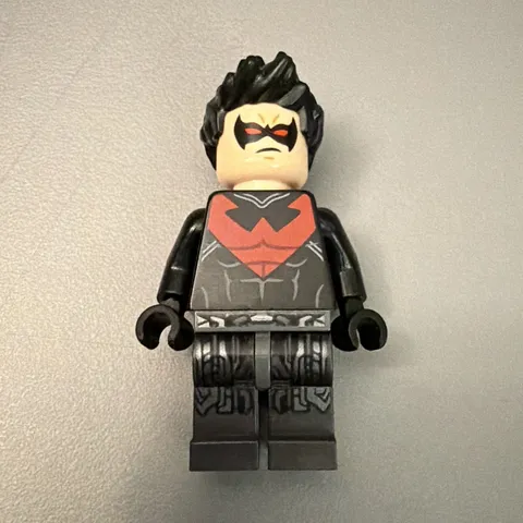 LEGO Batman Nightwing Minifigure Black Suit w/ Red Chest Emblem