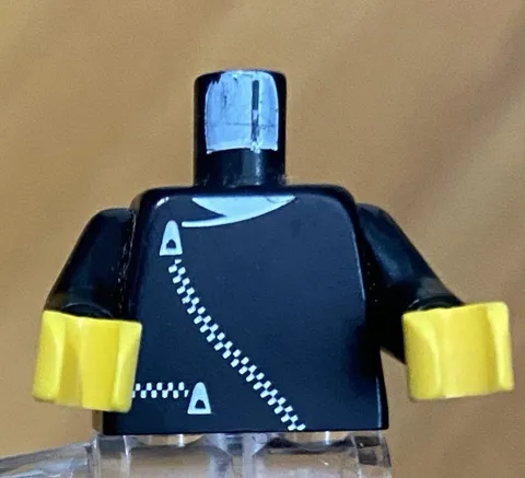 LEGO City Town Black Minifig Torso Jacket With Two Zippers