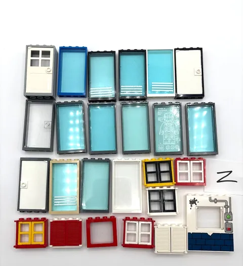 LEGO Bulk lot of 25 Doors Windows frames city town white yellow black red #Z