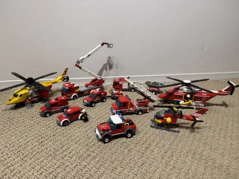 LEGO City: Fire Patrol Station Vehicles 10 Assorted Trucks/Helicopters/Cars Lot