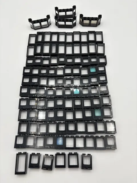 LEGO Bulk lot 110 black Windows frames city town building Castle Plane Train