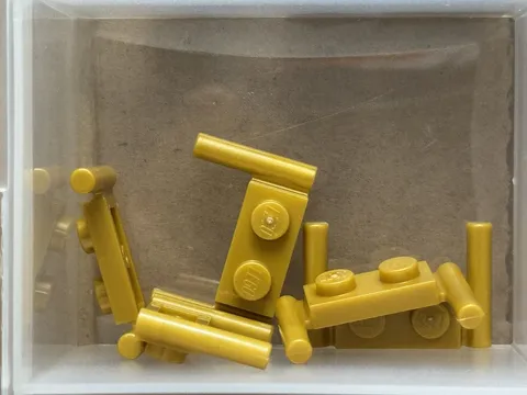 LEGO Parts - Pearl Gold Plate 1 x 2 with Bar Handles - No 3839b - QTY 5