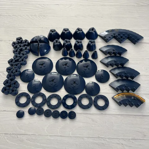 LEGO DARK BLUE LOT 62 PCS ROUND PLATE BRICK VARIETY EARTH BLUE BUILDING PIECES