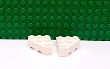 Lego 2 White 3x3 Thick Wedge Plate Brick with Cut Corner wings ship NEW