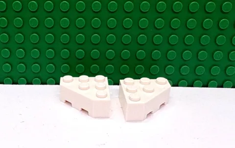 Lego 2 White 3x3 Thick Wedge Plate Brick with Cut Corner wings ship NEW